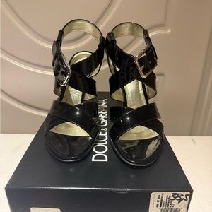 Dolce & Gabbana Black Patent Leather Women's Sandals